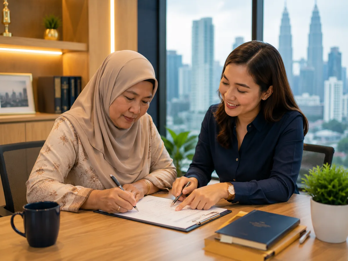 Pemohon mengisi borang permohonan pinjaman KWSP bersama konsultan Easy Glory Enterprise